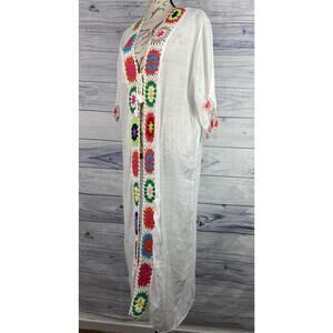 Rebellion Again Duster Cover Up Women XS Colorful Crochet Tassel Sheer Beach NWT